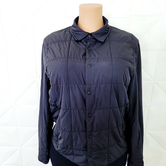 Lululemon Women's Black About Face Long Sleeve Grid Button-Up Shacket Size M - Picture 3 of 8